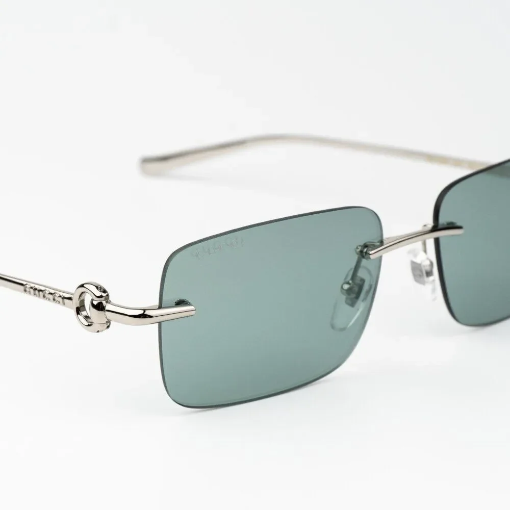 Gucci Men Sunglasses Silver Green Mirror Rectangle GG1703S 002 BRAND NEW
